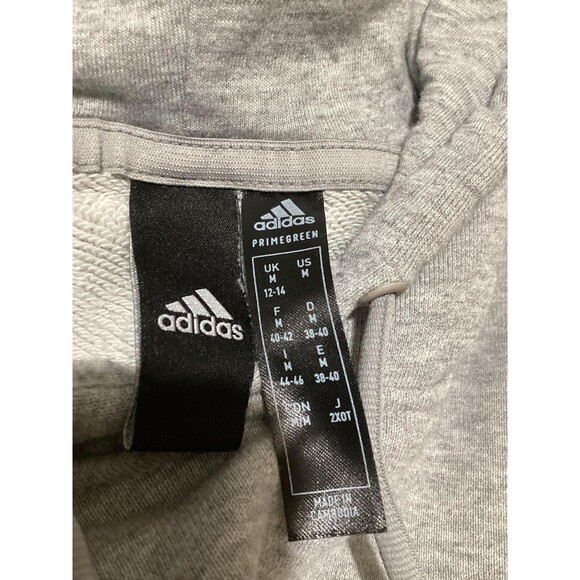 Adidas Hoodie Womens Medium Gray Primegreen Badge of Sport Logo Sweatshirt - Picture 4 of 6
